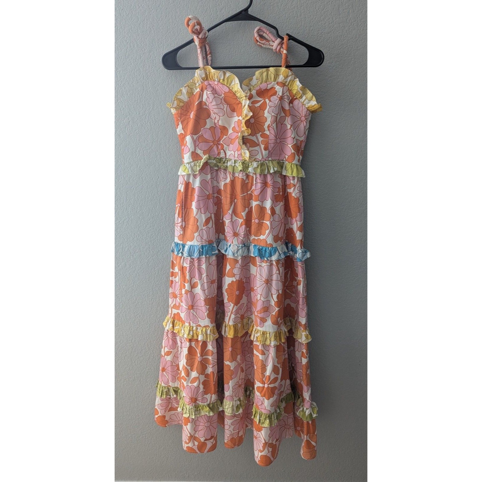 Celia B In Bloom Dalia Dress Women's Size Small Pink Floral Ruffled Midi Dress